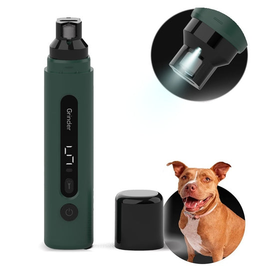 Electric Dog Nail Grinder – Quiet Rechargeable Pet Nail Trimmer with LED