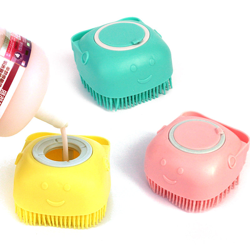 Silicone Dog Bath Brush with Shampoo Dispenser – Pet Grooming Massage Comb