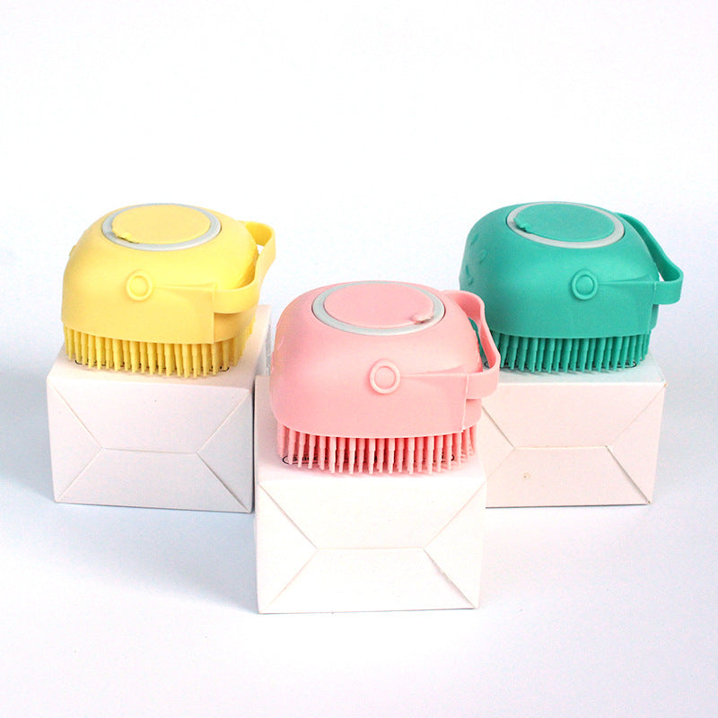 Silicone Dog Bath Brush with Shampoo Dispenser – Pet Grooming Massage Comb